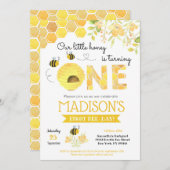 Bumble Bee Eerste 1e verjaardag Uitnodigingen (Voorkant / Achterkant)