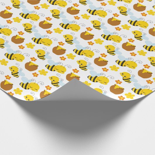 Bumble Bee en Bloemen Patroon Cadeaupapier (Hoek)