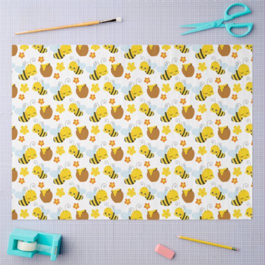 Bumble Bee en Bloemen Patroon Tissuepapier (Craft)