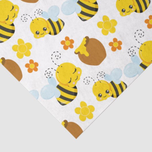 Bumble Bee en Bloemen Patroon Tissuepapier (Detail)