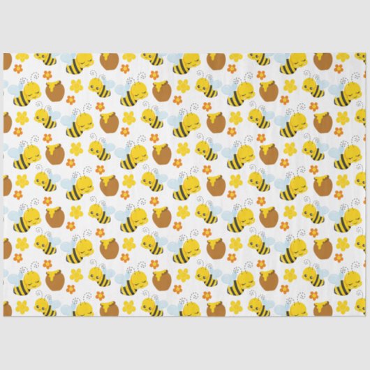 Bumble Bee en Bloemen Patroon Tissuepapier (Voorkant)