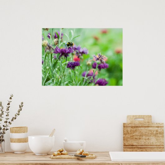 Bumble bee en bloesdoek poster (Keuken)