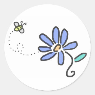 Bumble Bee en Blue Flower Ronde Sticker