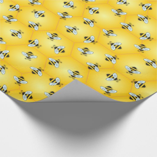 Bumble Bee en Honingraat Patroon Cadeaupapier (Hoek)