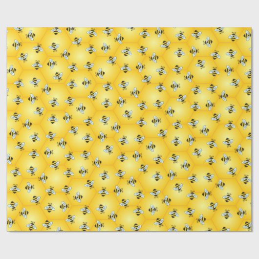 Bumble Bee en Honingraat Patroon Cadeaupapier (Vlak)