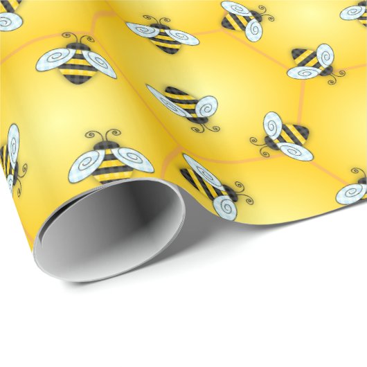 Bumble Bee en Honingraat Patroon Cadeaupapier (Rol Hoek)