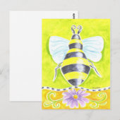 Bumble Bee en Paarse Daisy Briefkaart (Voorkant / Achterkant)