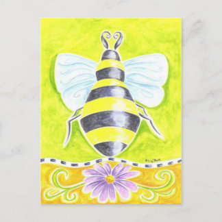 Bumble Bee en Paarse Daisy Briefkaart