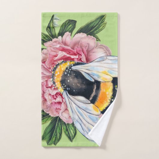 Bumble bee en Peony Bad Handdoek (Handdoek)