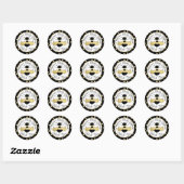 Bumble Bee en Polka Dots Baby shower Ronde Sticker (Vel)
