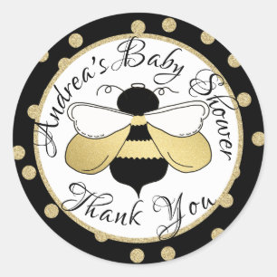 Bumble Bee en Polka Dots Baby shower Ronde Sticker
