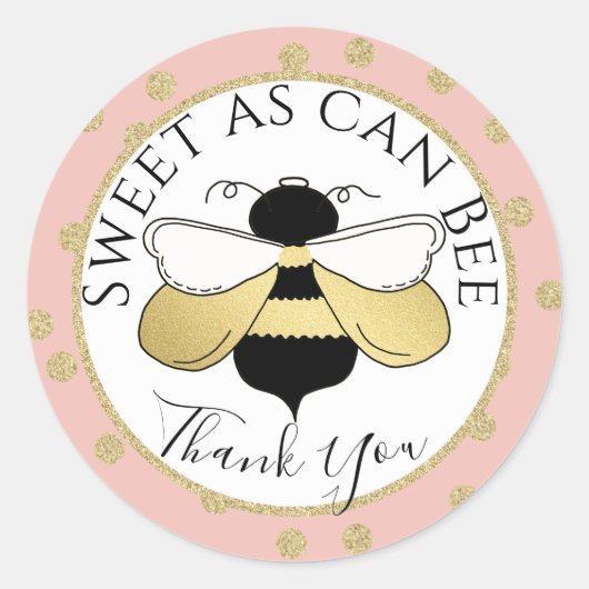 Bumble Bee en Polka Dots Bedankt Ronde Sticker (Voorkant)
