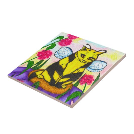 Bumble Bee Fairy Cat Fantasy Art Tile Tegeltje (Zijkant)