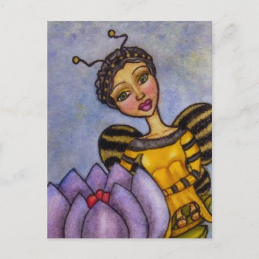 Bumble Bee Fairy op Flower Briefkaart (Voorkant)
