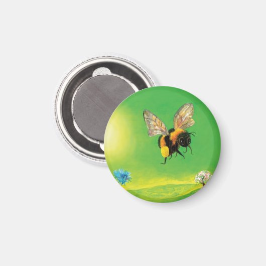 Bumble bee flight-illustration magneet (Voorkant / Achterkant)