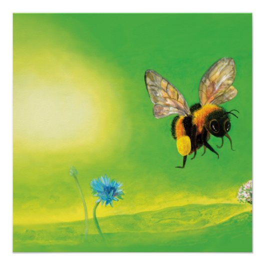 Bumble bee flight-illustration perfect poster (Voorkant)