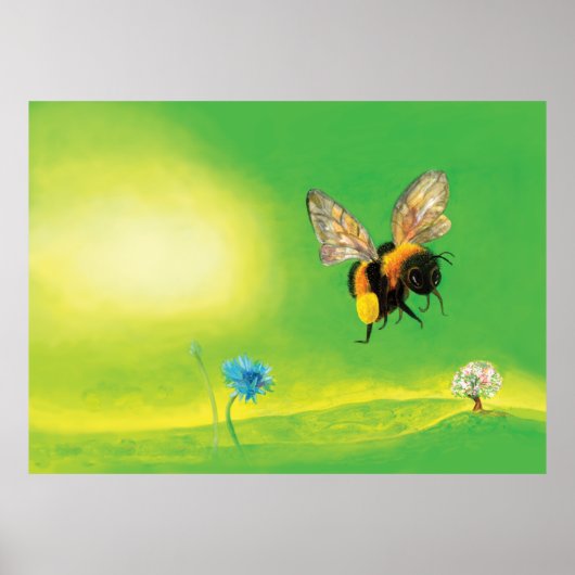 Bumble bee flight-illustration poster (Voorkant)