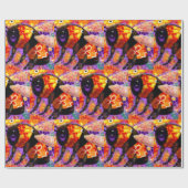 Bumble Bee Floral Whimsical Abstracte kunst Geel Cadeaupapier (Vlak)