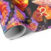 Bumble Bee Floral Whimsical Abstracte kunst Geel Cadeaupapier (Rol Hoek)