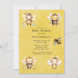 Bumble Bee Florals Baby shower Kaart
