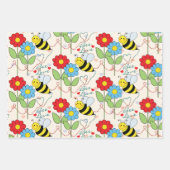 Bumble Bee Flowers Inpakpapier Vel (Voorkant 2)