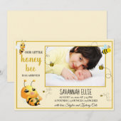 Bumble Bee Geboorteaankondiging Kaart (Voorkant / Achterkant)