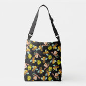 Bumble Bee Geel Daisy Honing Zwart Bloemen Crossbody Tas (Voorkant)