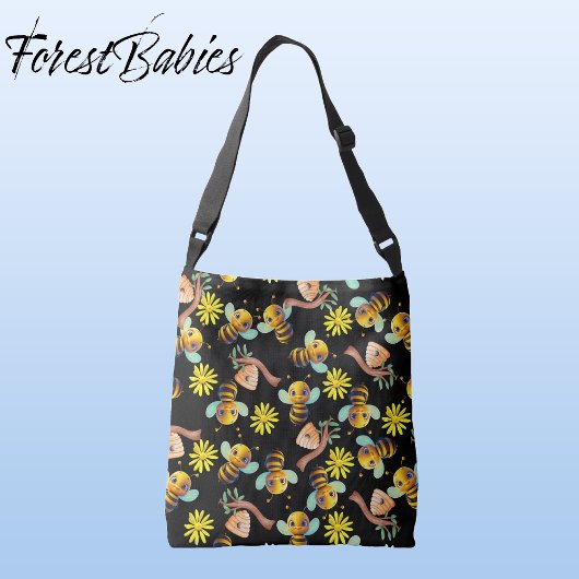 Bumble Bee Geel Daisy Honing Zwart Bloemen Crossbody Tas