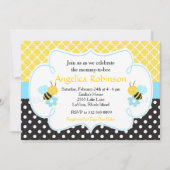 Bumble Bee Geel en Black Boy Baby shower Kaart (Voorkant)