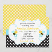 Bumble Bee Geel en Black Boy Baby shower Kaart (Voorkant / Achterkant)