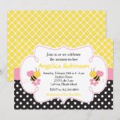 Bumble Bee Geel en Zwart Baby shower (Meisje) Kaart (Voorkant / Achterkant)