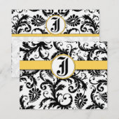 Bumble Bee Gele Damast Reactiekaart- RSVP Kaartje (Voorkant / Achterkant)