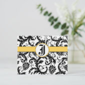 Bumble Bee Gele Damast Reactiekaart- RSVP Kaartje (Staand voorkant)