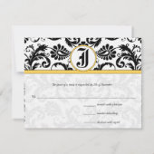Bumble Bee Gele Damast Reactiekaart- RSVP Kaartje (Achterkant)