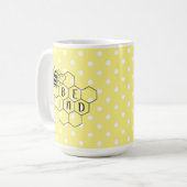 Bumble bee gele poka dot koffiemok (Voorkant links)