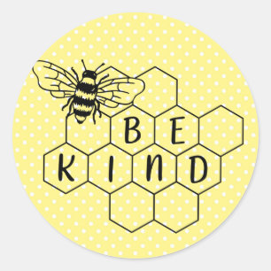 Bumble bee gele poka dot ronde sticker