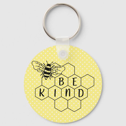 Bumble bee gele poka dot sleutelhanger (Voorkant)