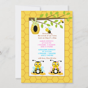 Bumble bee Gender onthulling Baby Birth Announance Aankondiging