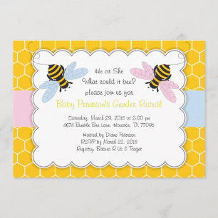 Bumble bee Gender onthulling Baby shower Uitnodigi Kaart
