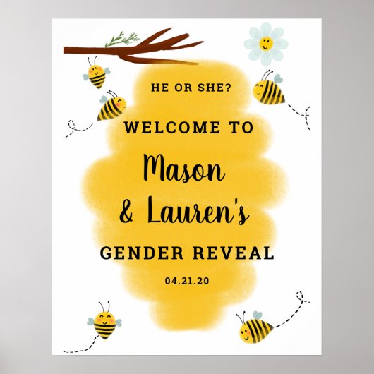 Bumble bee Gender onthult welkomstgebarentaal Post Poster (Voorkant)