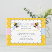 Bumble Bee Gender Reveal Baby shower Invitation Kaart (Staand voorkant)