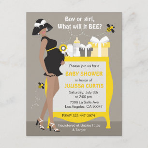 Bumble Bee Gender Reveal Uitnodigingen - Afrikaans