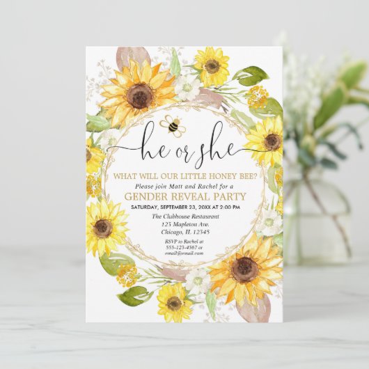 Bumble Bee Geslacht Onthullen Uitnodiging (Staand voorkant)