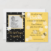 Bumble bee Girls Birthday Invitation Kaart (Voorkant)