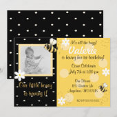 Bumble bee Girls Birthday Invitation Kaart (Voorkant / Achterkant)