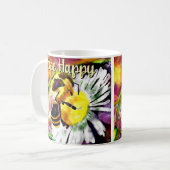 Bumble Bee Happy Daisy Flower Bloemen Waterverf Koffiemok (Voorkant links)