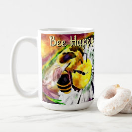 Bumble Bee Happy Daisy Flower Bloemen Waterverf Koffiemok