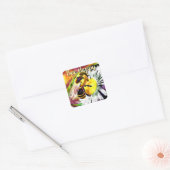 Bumble Bee Happy Daisy Flower Bloemen Waterverf Vierkante Sticker (Envelop)