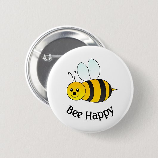 Bumble Bee Happy Ronde Button 5,7 Cm (Voorkant /achterkant)
