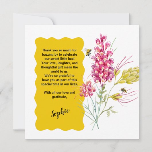 Bumble Bee Honey Bee Bedankkaart (Achterkant)